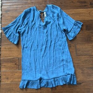 Blue Ruffle Sleeve Dress